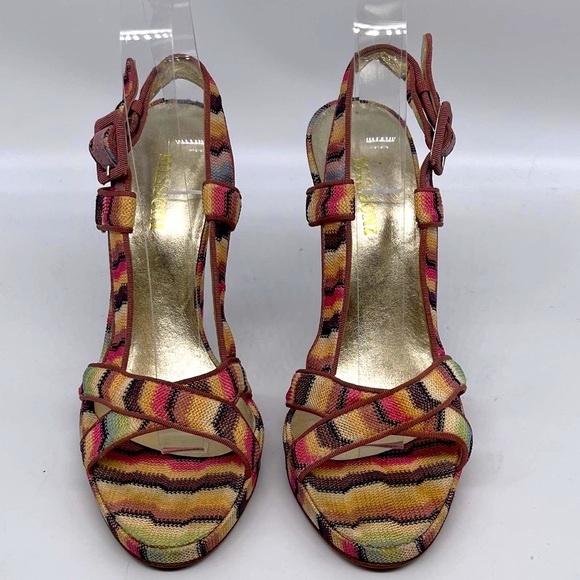 Missoni Multicolored Platform Heels Sandals Slingback Size 37 - Picture 2 of 9
